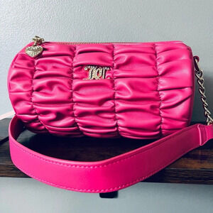 Juicy Couture Pink Flash Ruched Barrel Shoulder Bag Gold Hardware NWT